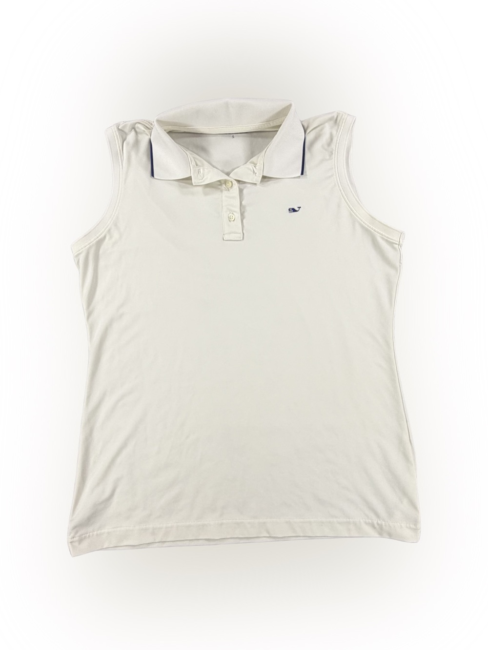 Women’s Vineyard Vines White Sleeveless Polo with Navy Whale Size S